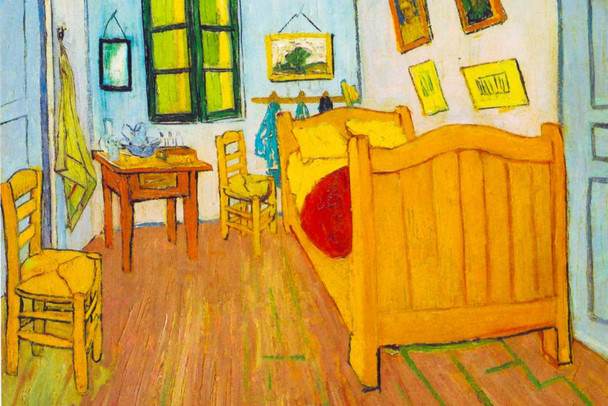 Laminated Vincent Van Gogh Bedroom in Arles 1888 Oil On Canvas Post Impressionist Painting Poster Dry Erase Sign 24x16