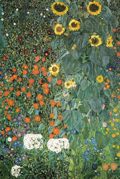 Laminated Gustav Klimt Farm Garden with Sunflowers Art Nouveau Prints and Posters Gustav Klimt Canvas Wall Art Fine Art Wall Decor Nature Landscape Abstract Painting Poster Dry Erase Sign 16x24
