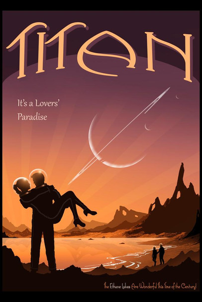 Laminated Titan A Lovers Paradise Futuristic Science Fantasy Travel Poster Dry Erase Sign 16x24