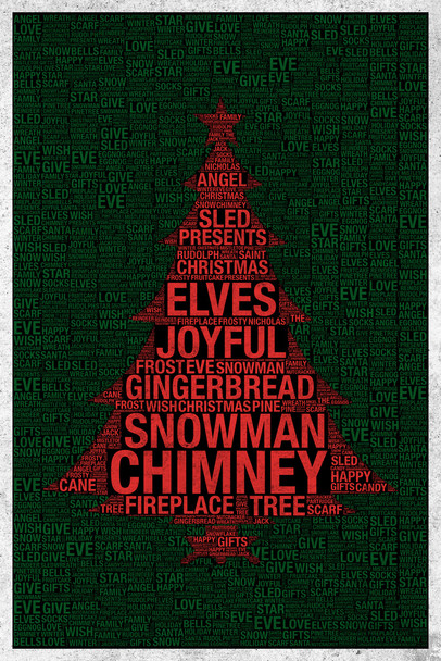 Words Christmas Black Cool Wall Art Print Poster 12x18