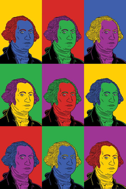 Laminated George Washington Pop Art Poster Dry Erase Sign 16x24