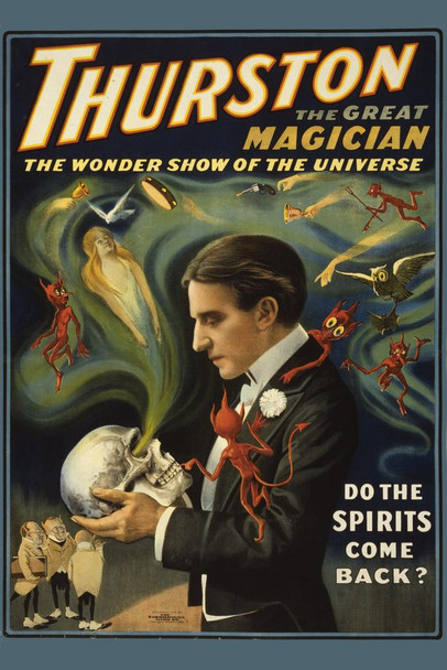 Laminated Thurston The Great Magician Skull Spirits Poster Dry Erase Sign 16x24