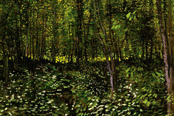 Laminated Vincent Van Gogh Trees and Undergrowth Forest Van Gogh Wall Art Impressionist Painting Style Nature Forest Wall Decor Landscape Night Poster Trail Decor Fine Art Poster Dry Erase Sign 16x24