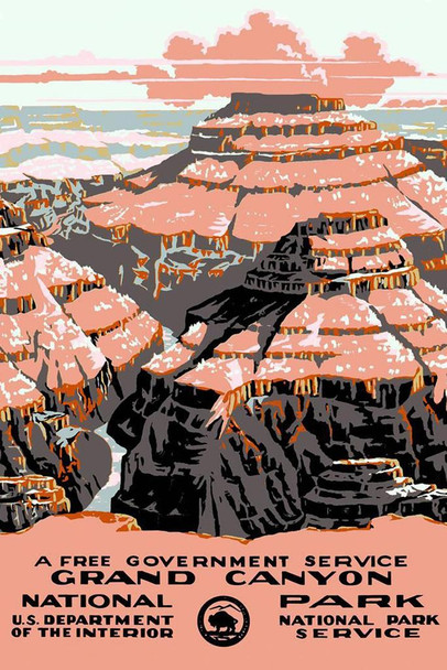Laminated Grand Canyon National Park Retro Travel Poster Dry Erase Wall Art 16x24