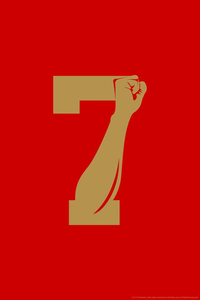 Laminated Power 7 Logo Red Gold For Justice Fist Poster Dry Erase Wall Art 16x24