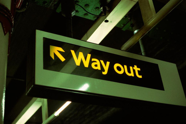 Laminated Way Out Sign London Underground Poster Dry Erase Sign 24x16