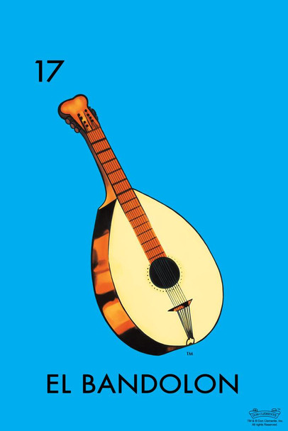 Laminated 17 El Bandolon Guitar Loteria Card Mexican Bingo Lottery Poster Dry Erase Sign 16x24