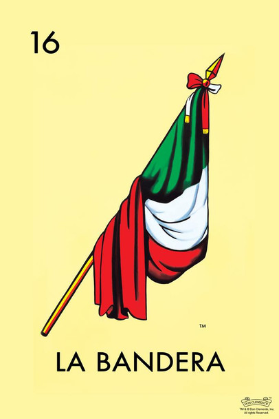 Laminated 16 La Bandera Flag Loteria Card Mexican Bingo Lottery Poster Dry Erase Sign 16x24
