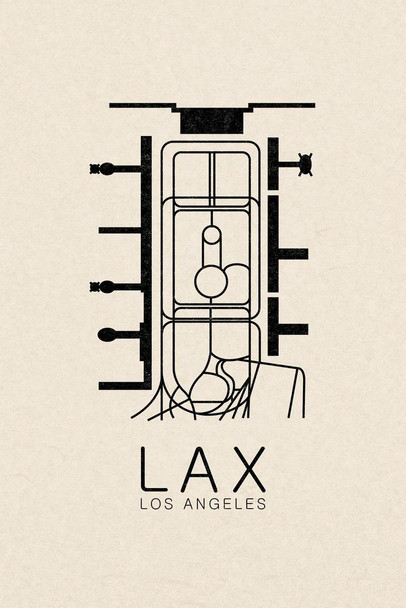 Laminated LAX Los Angeles Airport Map Art Airport Terminal Map California Stylized Airport Layout LAX Call Letters Code Poster Dry Erase Sign 16x24