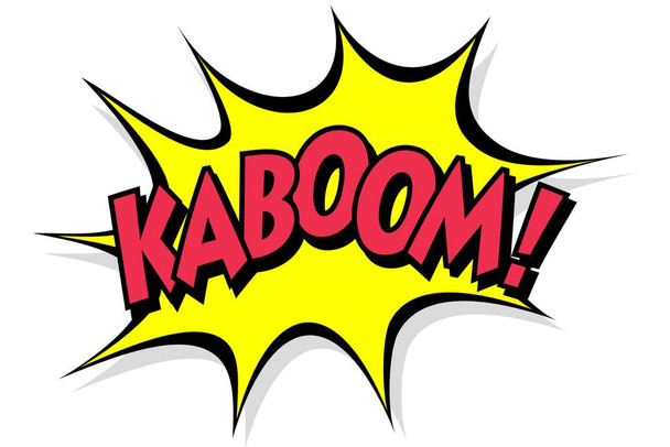 Laminated Kaboom Cartoon Comic Super Hero Explosion Poster Dry Erase Wall Art 16x24