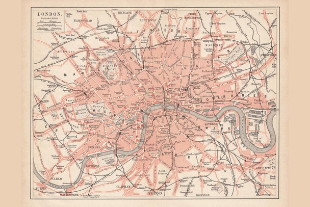 City of London 1877 Vintage Antique Style Map Cool Wall Decor Art Print Poster 36x24
