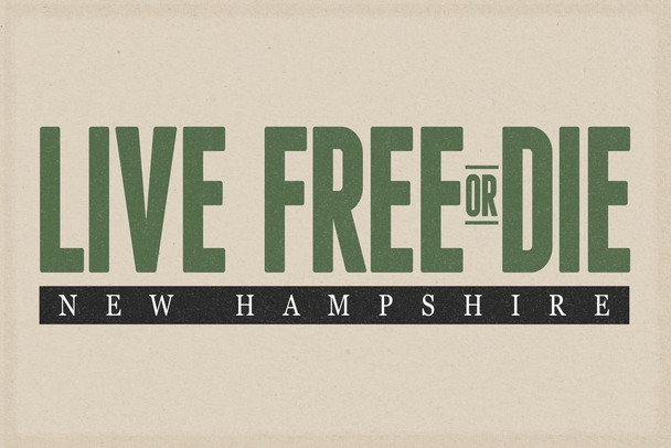 Laminated Live Free Or Die New Hampshire Granite State Motto Pride Home Travel Modern Retro Vintage Style Poster Dry Erase Sign 16x24