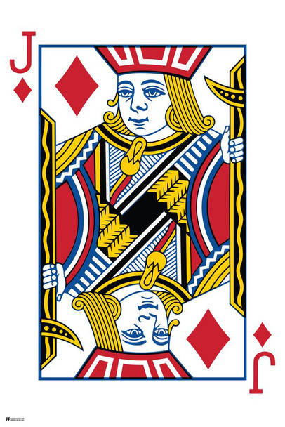 Laminated Jack of Diamonds Playing Card Art Poker Room Game Room Casino Gaming Face Card Blackjack Gambler Poster Dry Erase Sign 16x24