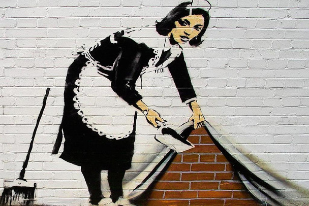 Laminated Banksy Maid in London Street Art Banksy Print Bansky Modern Art Grafitti Wall Art Street Art Prints Graffiti Art For Wall Art Retro Pop Art Poster Dry Erase Wall Art 24x16