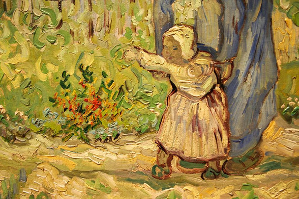 Laminated Vincent Van Gogh Detail of First Steps Van Gogh Wall Art Impressionist Portrait Painting Style Fine Art Home Decor Realism Romantic Artwork Decorative Wall Decor Poster Dry Erase Sign 24x16