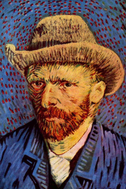 Laminated Vincent Van Gogh Self Portrait with Tan Hat Van Gogh Wall Art Impressionist Portrait Painting Style Fine Art Home Decor Realism Decorative Wall Decor Poster Dry Erase Sign 16x24