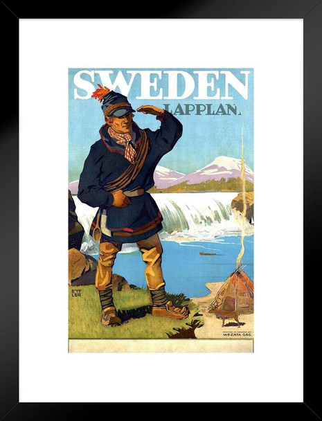 Sweden Lappland Switzerland Vintage Illustration Travel Art Deco Vintage French Wall Art Nouveau 1920 French Advertising Vintage Art Nouveau Decor Matted Framed Art Wall Decor 20x26