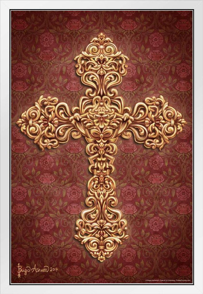 Nouveau Cross by Brigid Ashwood White Wood Framed Poster 14x20
