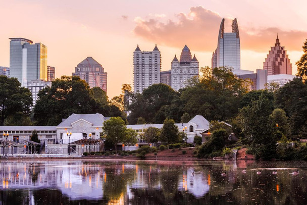 Atlanta Georgia Skyline from Piedmont Park Photo Photograph Cool Wall Art Print Poster 36x24