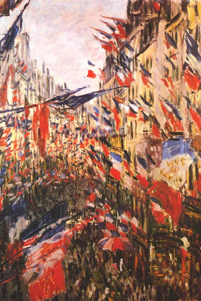 Laminated Claude Monet La rue Montorgueil Paris Poster Dry Erase Sign 16x24