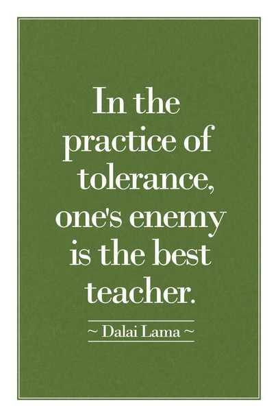 Laminated Dalai Lama In The Practice Of Tolerance Ones Enemy Is The Best Teacher Motivational Poster Dry Erase Sign 16x24