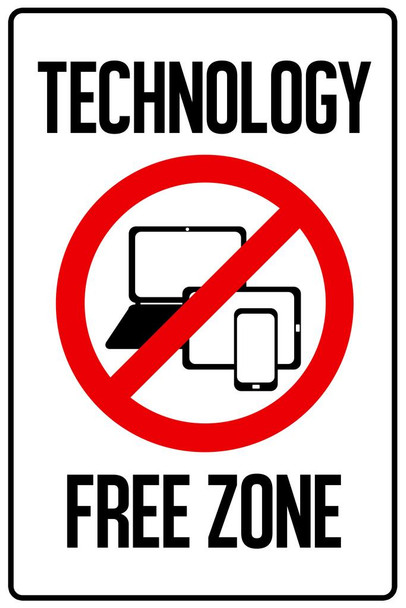 Technology Free Zone Warning Sign Cool Wall Decor Art Print Poster 16x24