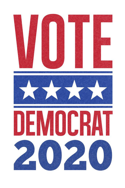 Laminated Vote Democrat 2020 Star Banner White Poster Dry Erase Sign 16x24