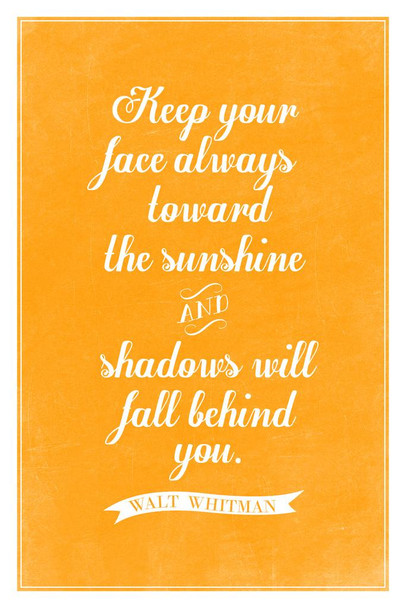 Walt Whitman Keep Your Face Always Toward the Sunshine Orange Cool Wall Decor Art Print Poster 16x24