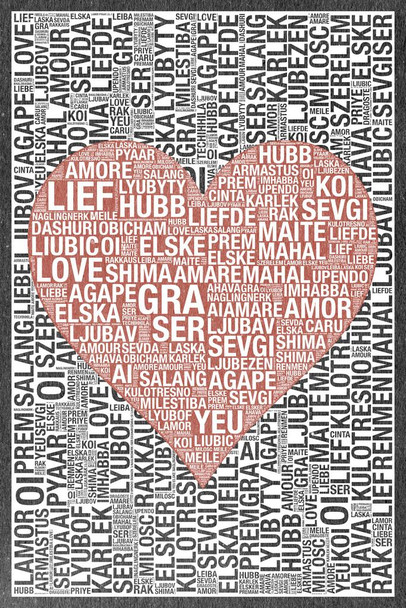 Laminated Words Love Red Texture Poster Dry Erase Sign 16x24