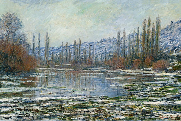 Laminated Claude Monet The Thaw at Vetheuil Impressionist Art Posters Claude Monet Prints Nature Landscape Painting Claude Monet Canvas Wall Art French Monet Art Poster Dry Erase Sign 24x16