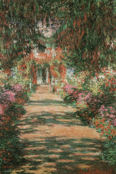 Claude Monet Garden Path At Giverny French Impressionist Master Painter Painting Flowers Bridge Lily Pads Cool Wall Decor Art Print Poster 16x24