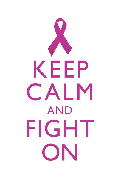 Breast Cancer Keep Calm And Fight On Awareness Motivational Inspirational White Cool Wall Decor Art Print Poster 16x24