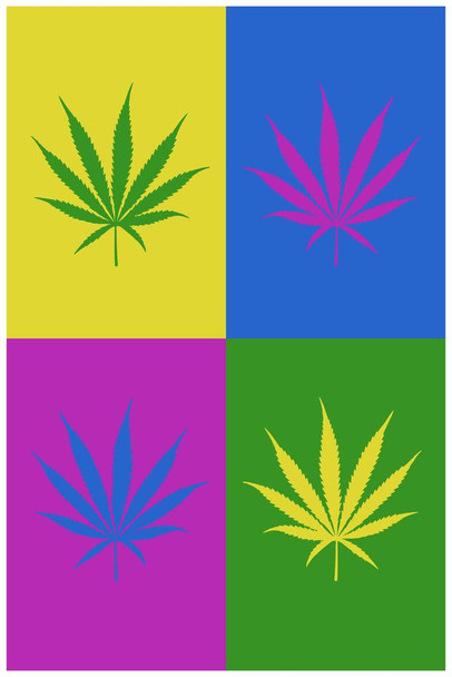 Laminated Marijuana Weed Pot Cannabis Joint Blunt Bong Leaves Pop Art Bright Room Dope Gifts Guys Propaganda Smoking Stoner Reefer Stoned Sign Buds Pothead Dorm Walls Poster Dry Erase Sign 16x24