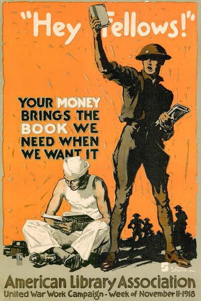 Hey Fellows Your Money Brings Books WPA War Propaganda Cool Wall Decor Art Print Poster 16x24