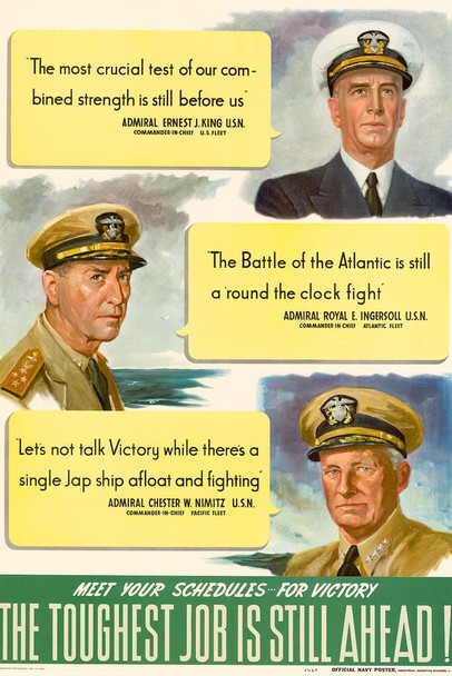 Laminated WPA War Propaganda Meet Your Schedules For Victory The Toughest Job Is Still Ahead Poster Dry Erase Sign 16x24