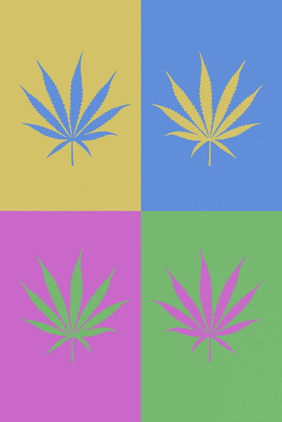 Laminated Marijuana Weed Pot Cannabis Joint Blunt Bong Leaves Pop Art Pastel Poster Dry Erase Sign 16x24