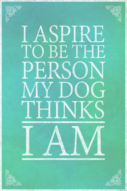 Laminated I Aspire To Be The Person My Dog Thinks I Am Blue Poster Dry Erase Sign 16x24