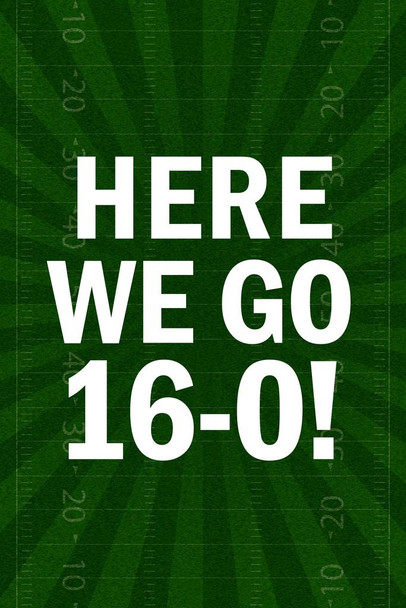 Here We Go 16 0 Football Sports Perfect Undefeated Untied Regular Season Games Cool Wall Decor Art Print Poster 16x24