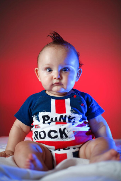 Punk Rock Baby with Mohawk Photo Photograph Cool Wall Decor Art Print Poster 16x24