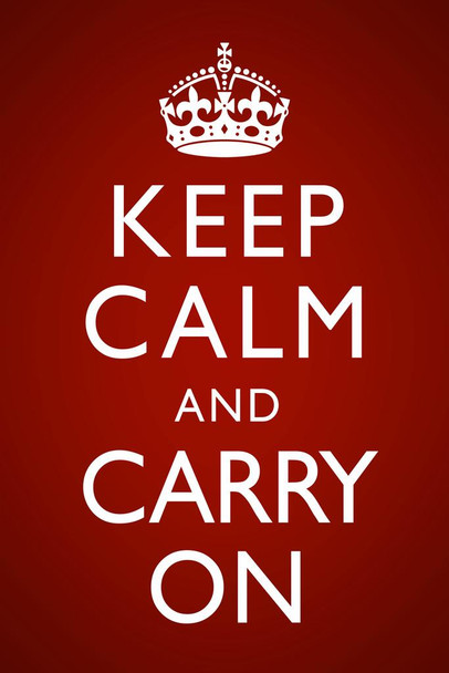 Laminated Keep Calm Carry On Red Vignette Poster Dry Erase Sign 16x24