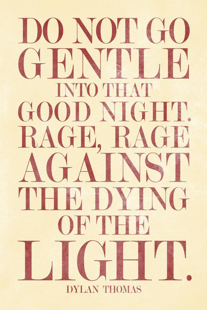 Laminated Dylan Thomas Do Not Go Gentle Into That Good Night Poster Dry Erase Sign 16x24
