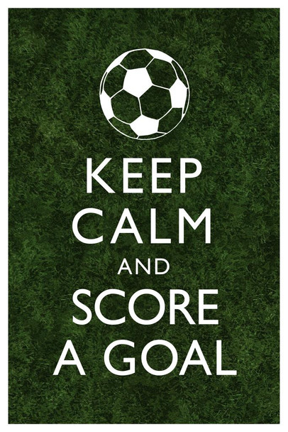 Keep Calm Score A Goal Soccer Green Grass Sports Cool Wall Decor Art Print Poster 16x24