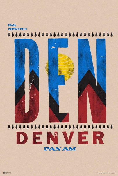 Denver DEN Airport Code Colorado Pan Am Logo American Vintage Travel Ad Airline Airport American Airplane Plane Flying Stretched Canvas Art Wall Decor 16x24