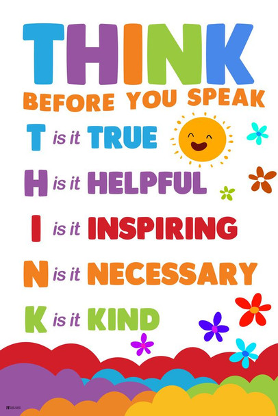 Laminated Think Poster Classroom Rainbow Decor Poster Dry Erase Wall Art 24x36