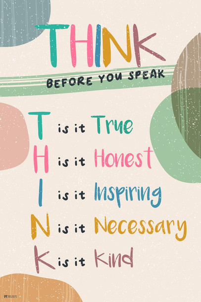 Think Poster Classroom Boho Decor Stretched Canvas Art Wall Decor 16x24