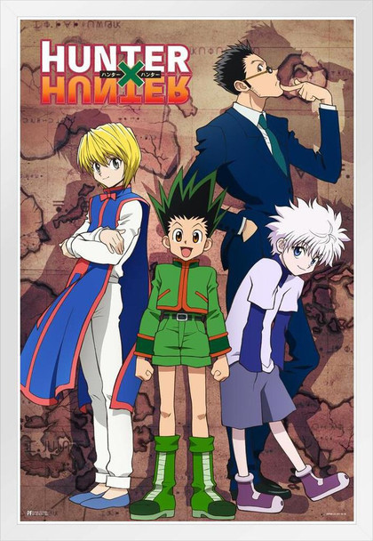 Hunter x Hunter Poster Anime Cool Aesthetic Modern Wall Decor Art Graphic Print Canvas Picture Japanese Bedroom Home Living Room Weeb Anime Fan Gift Picture White Wood Framed Poster 14x20