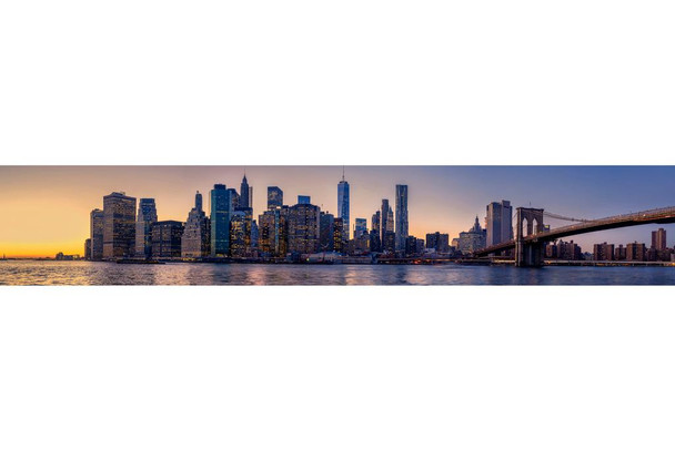 Laminated Brooklyn Bridge And Manhattan New York City NYC Skyline Panoramic Photo Photograph Poster Dry Erase Sign 36x12