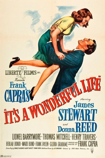 Its A Wonderful Life 1946 Movie Poster Christmas Movie Holiday Retro Vintage Holiday Decorations James Stewart Donna Reed Vintage Movie Poster Frank Capra Stretched Canvas Art Wall Decor 16x24