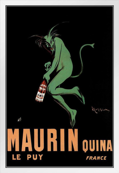 Leonetto Cappiello Maurin Quina Quinina Apertif Green Devil Vintage Advertising Print White Wood Framed Poster 14x20