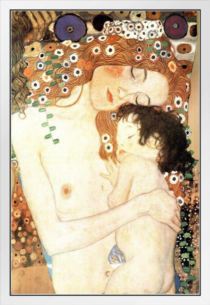 Gustav Klimt Mother and Child Family Art Nouveau Prints and Posters Gustav Klimt Canvas Wall Art Fine Art Wall Decor Nature Landscape Abstract Painting White Wood Framed Art Poster 14x20